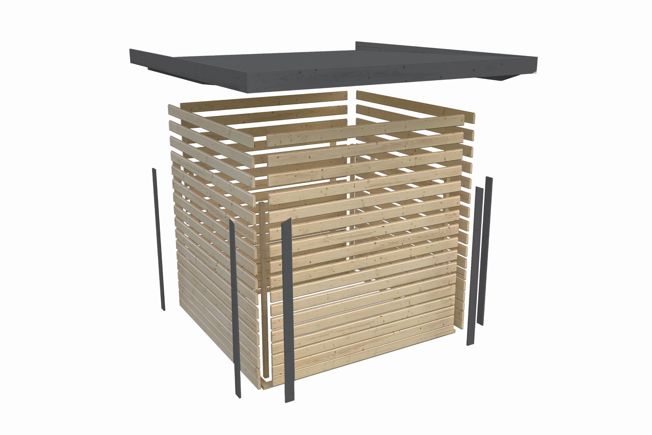Technische Zeichnung des Karibu Gartenhaus Holz & Metall Pluto 3