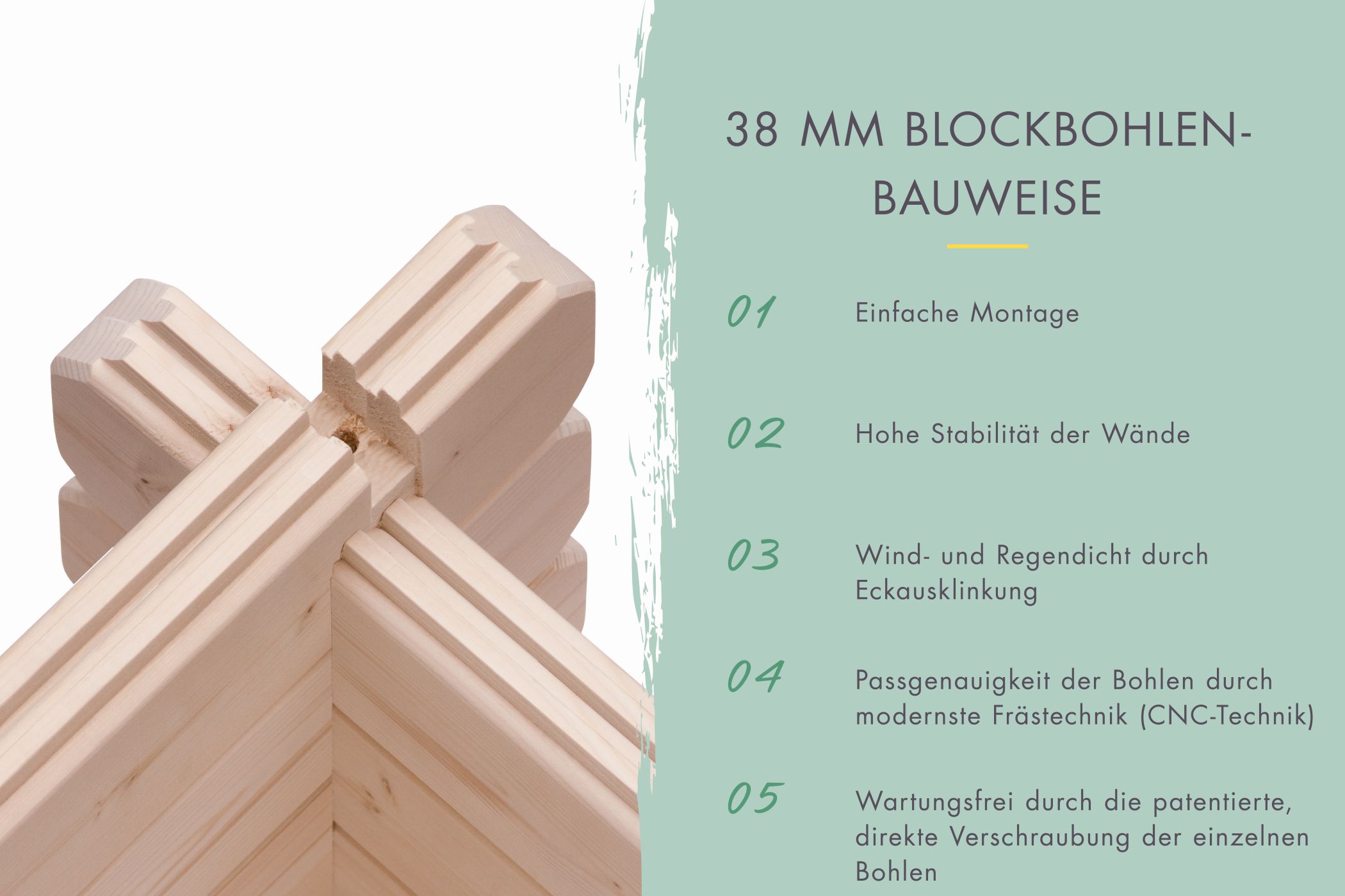 Detailansicht der Karibu Blockbohlengarage mit