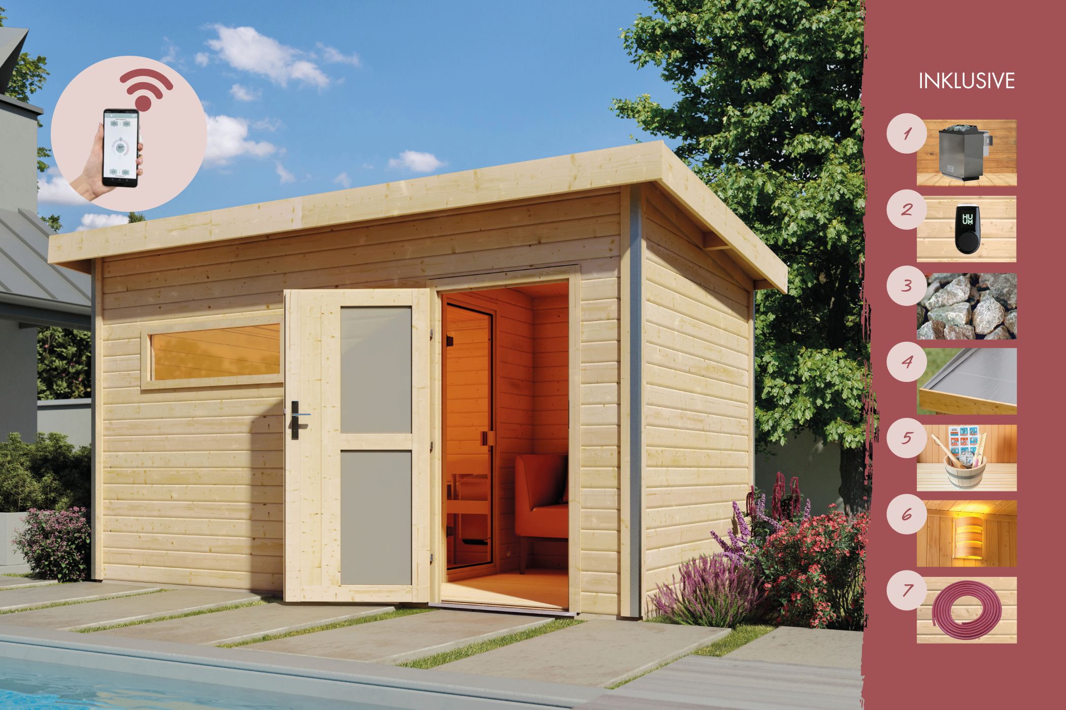 Digitales Sauna-Steuergerät mit stufenloser Temperaturregelung und Bio-Ofen-Funktion für Karibu Saunen