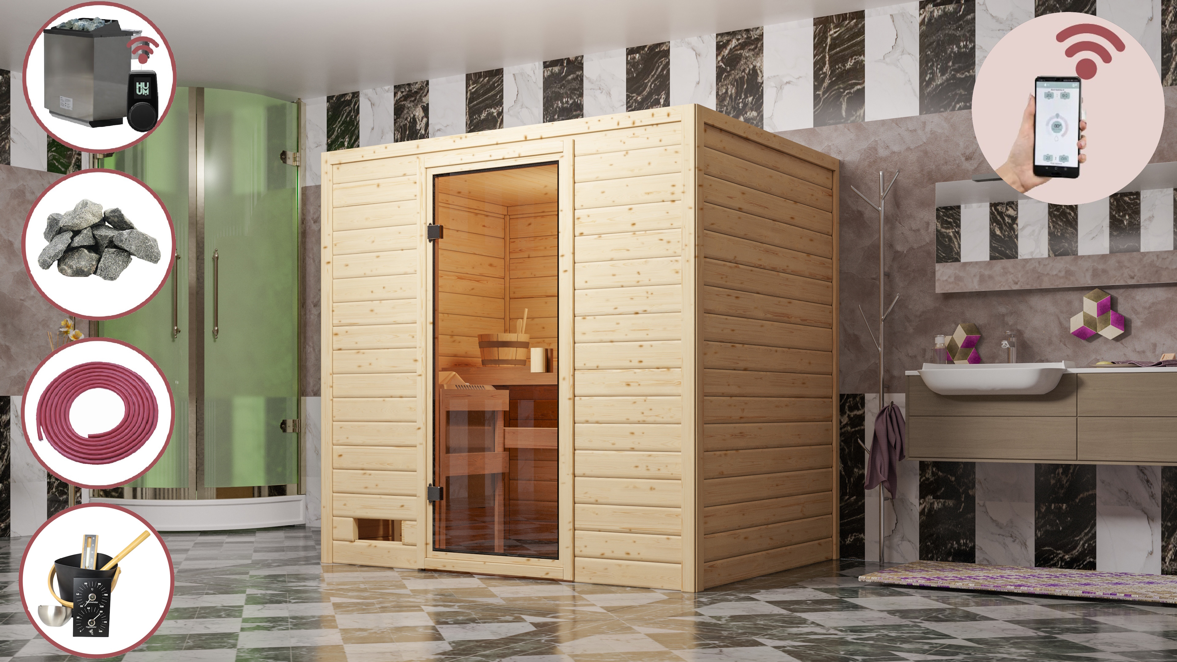Produktbild eines Karibu Gartenprodukts aus Holz, im Garten aufgebaut