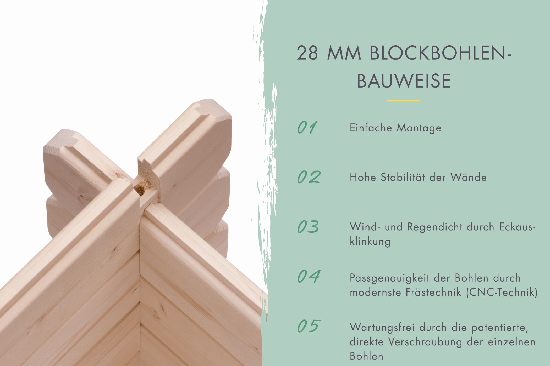 Detailansicht der Karibu Blockbohlengarage mit
