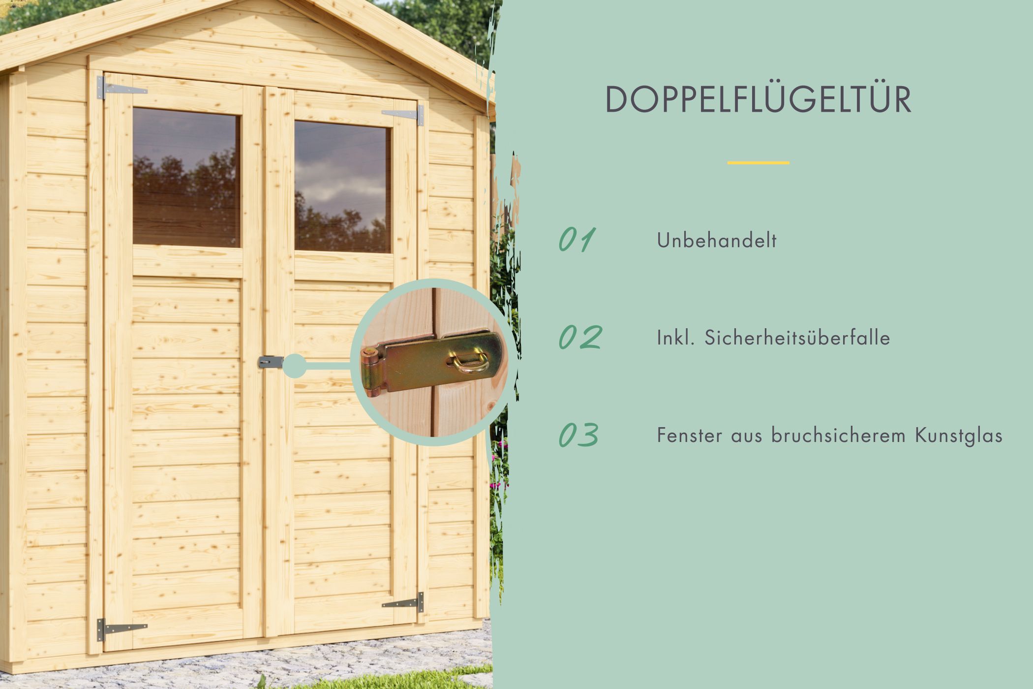 Detailansicht der Karibu Gerätehaus Dalin 1