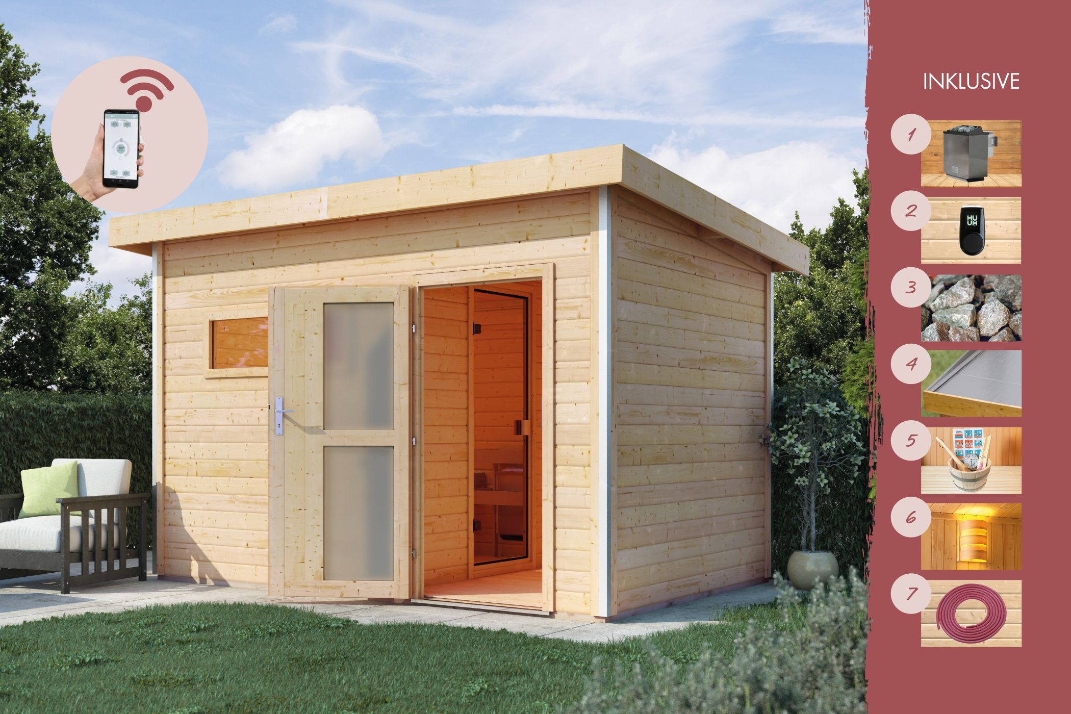 Digitales Sauna-Steuergerät mit stufenloser Temperaturregelung und Bio-Ofen-Funktion für Karibu Saunen