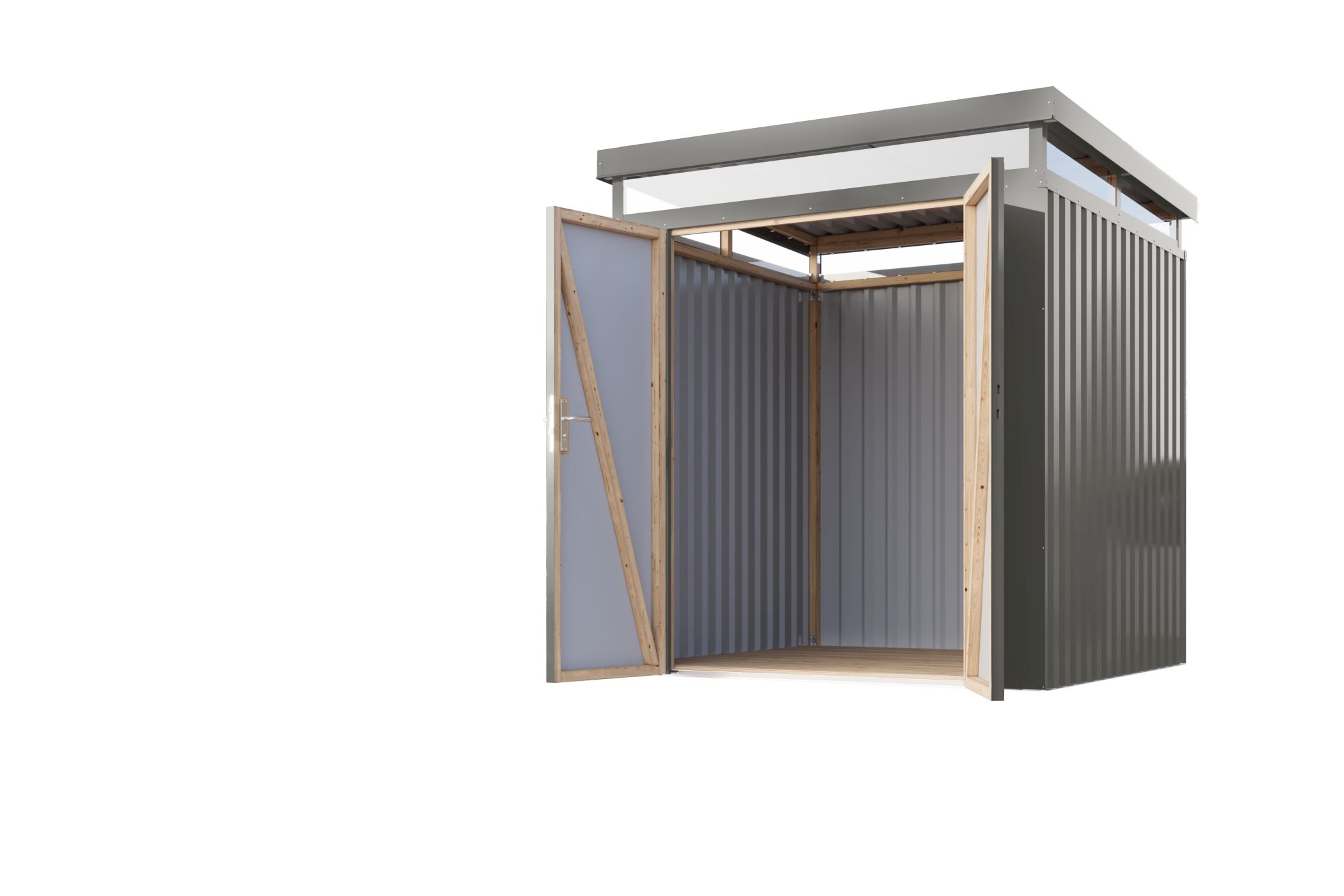 Karibu Gerätehaus aus Metall Aurum 2 in Graualuminium, Freisteller