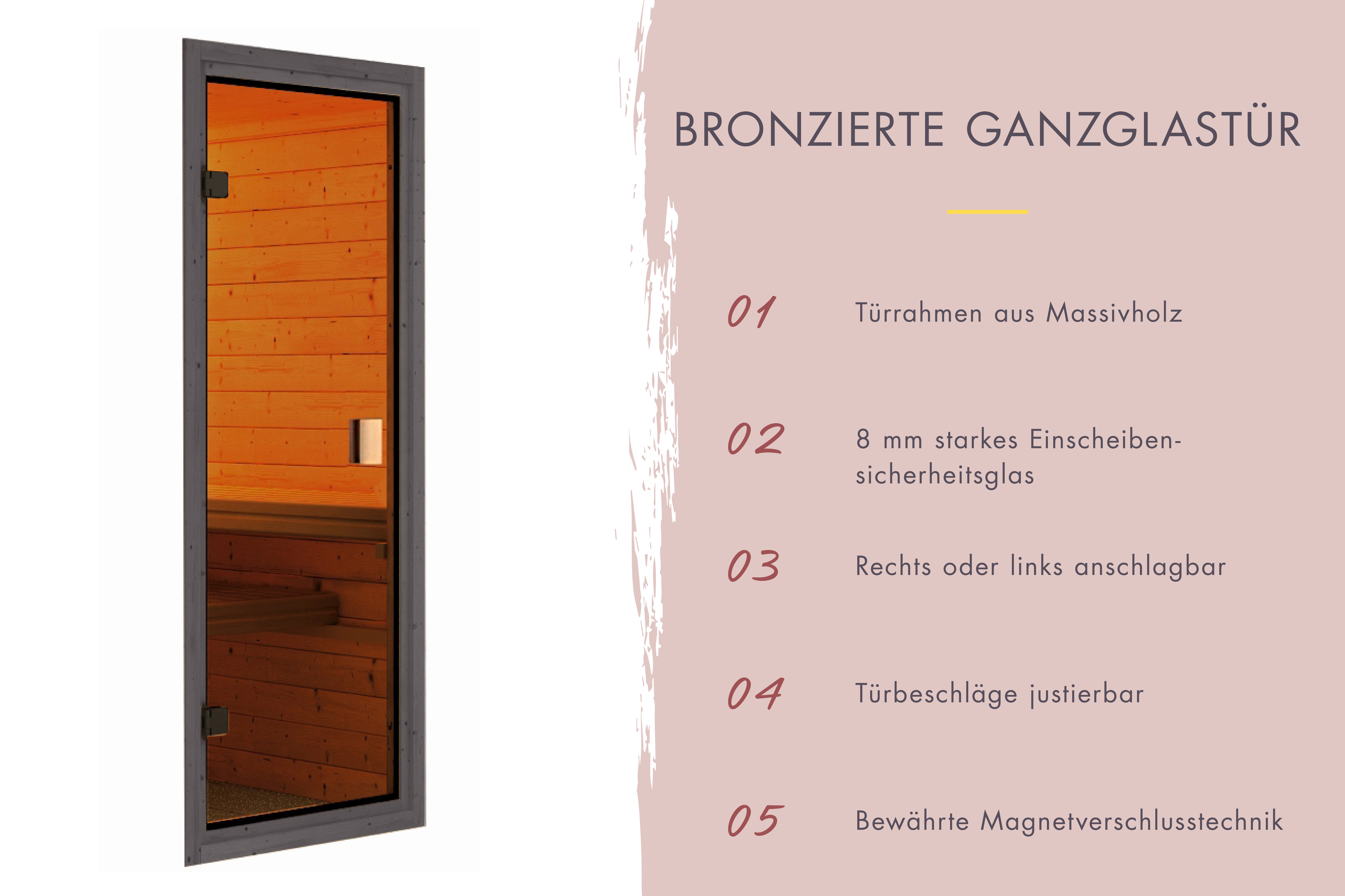 Saunatürelement terragrau Classic bronziert / Lagerabverkauf