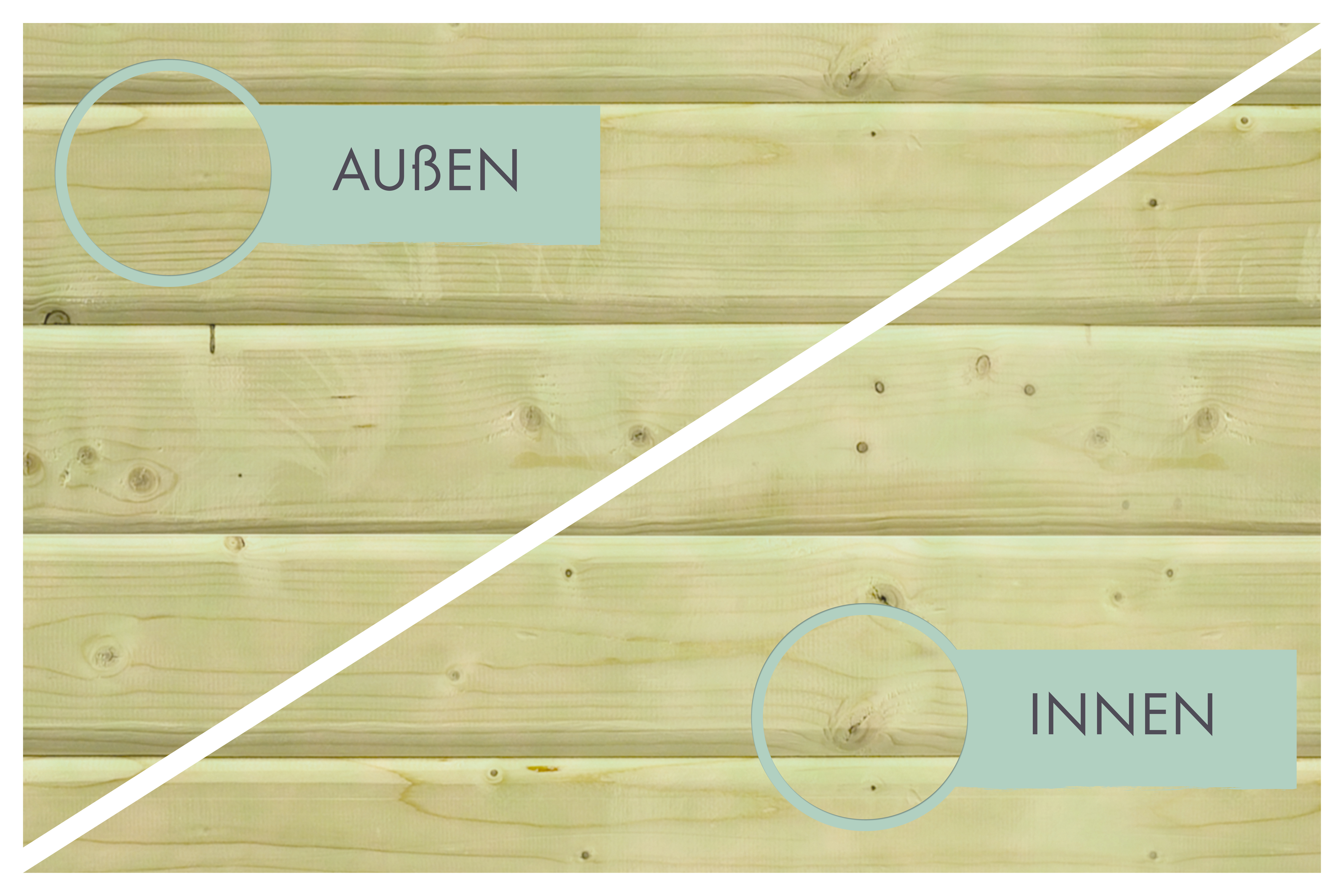 Wandholz des Karibu Pool Modell 3, außen und innen naturbelassen