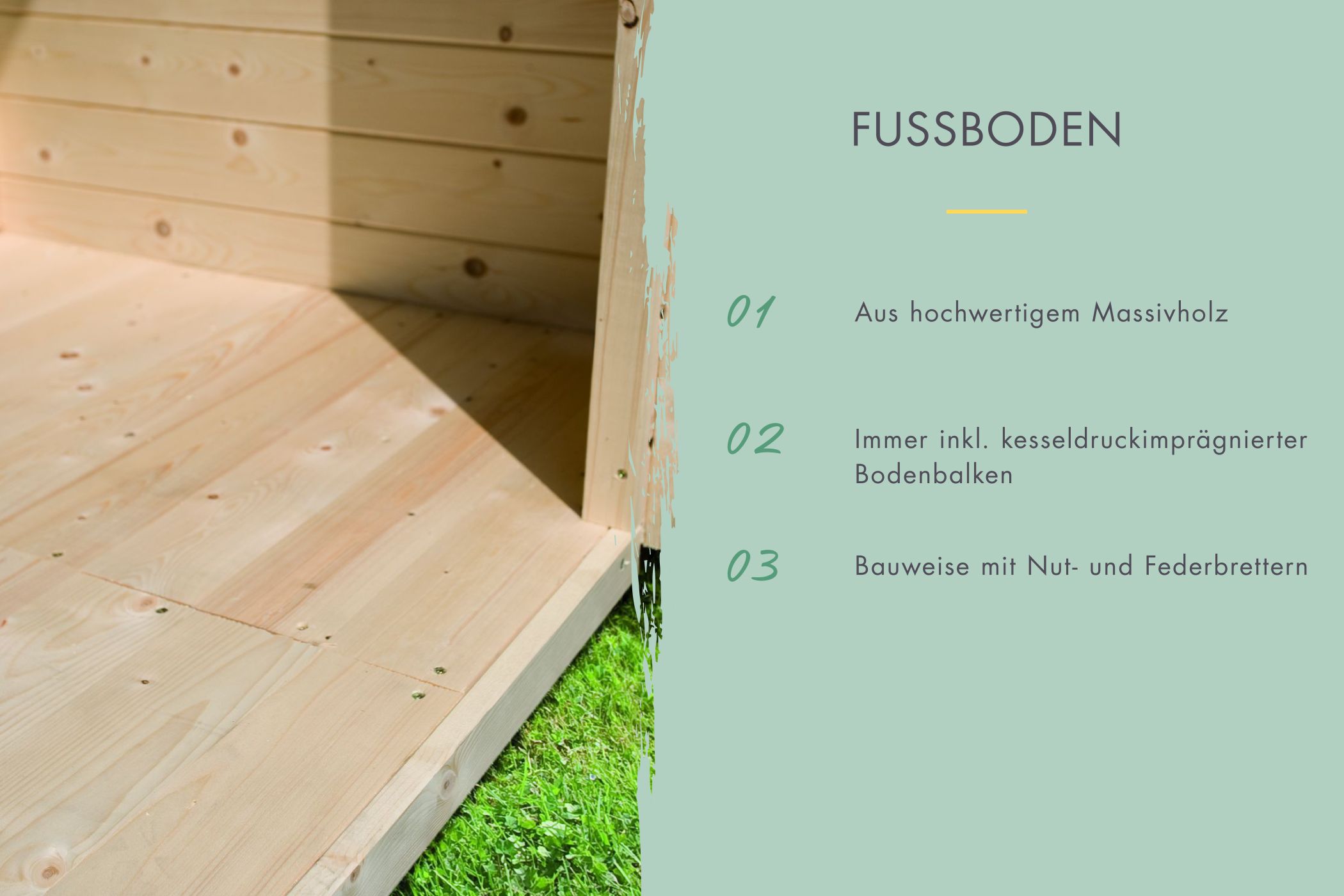 Fußboden aus Massivholz für Karibu Produkte