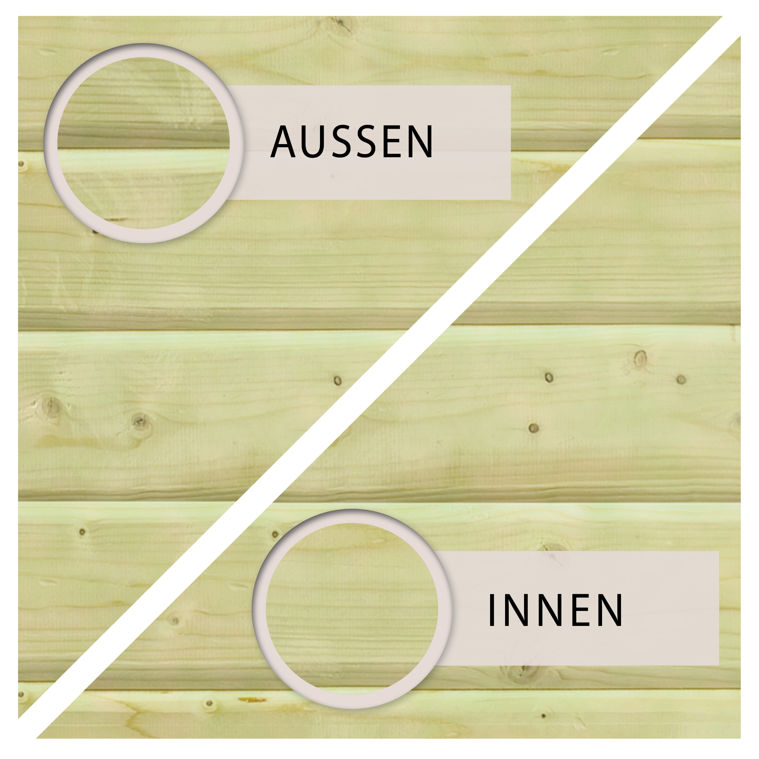 Wandholz des Karibu Pool Modell X2, außen kesseldruckimprägniert, innen naturbelassen
