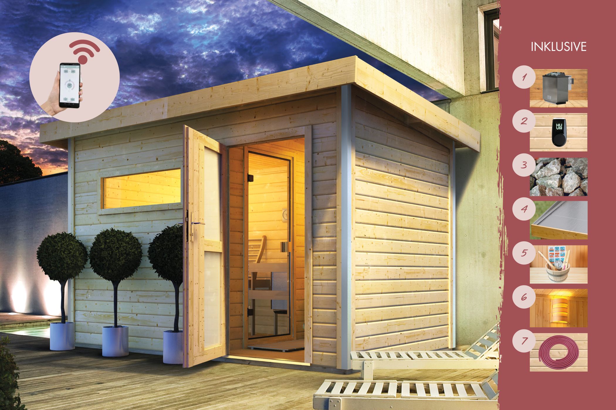 Digitales Sauna-Steuergerät mit stufenloser Temperaturregelung und Bio-Ofen-Funktion für Karibu Saunen