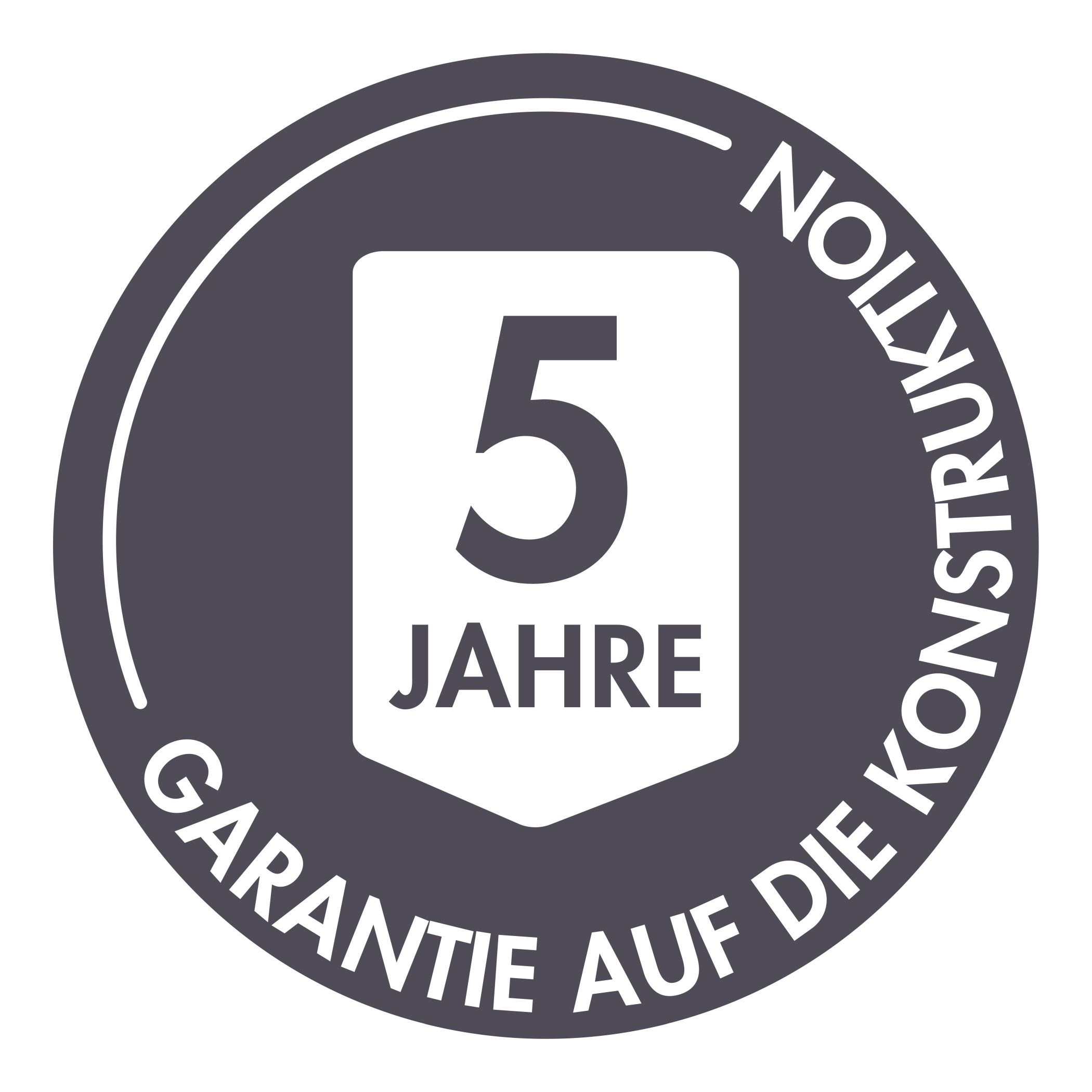 Siegel für fünf Jahre Garantie auf die Konstruktion der Karibu Fasssauna