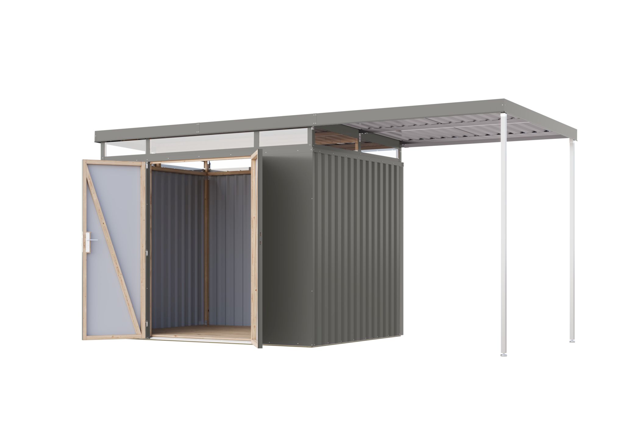 Karibu Gerätehaus aus Metall Aurum 3 in Graualuminium, Freisteller